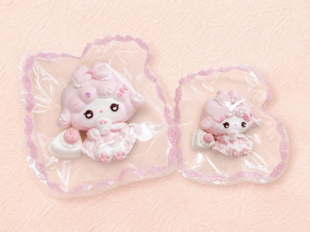 Teacup Sheep 2 Pack Squishy Set, Kawaii Pink Mother & Baby Lamb Squeeze Toy Stress Relief Fidget Toy