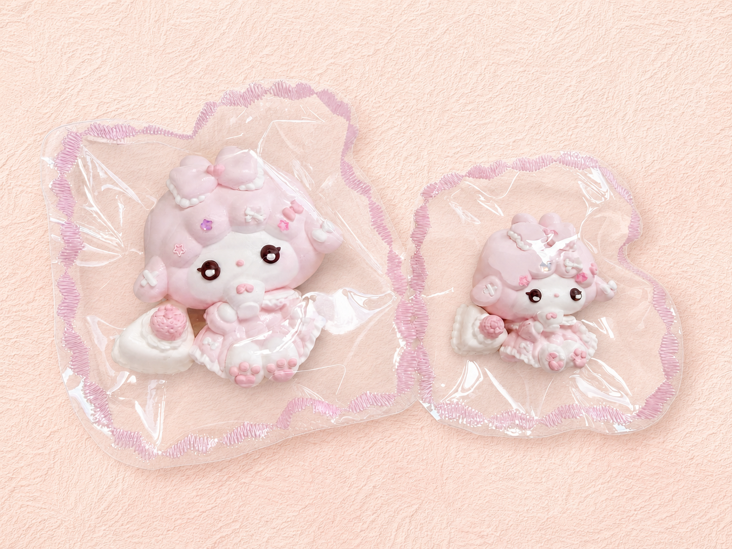 Teacup Sheep 2 Pack Squishy Set, Kawaii Pink Mother & Baby Lamb Squeeze Toy Stress Relief Fidget Toy