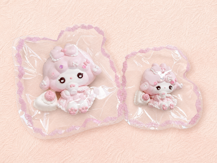 Teacup Sheep 2 Pack Squishy Set, Kawaii Pink Mother & Baby Lamb Squeeze Toy Stress Relief Fidget Toy