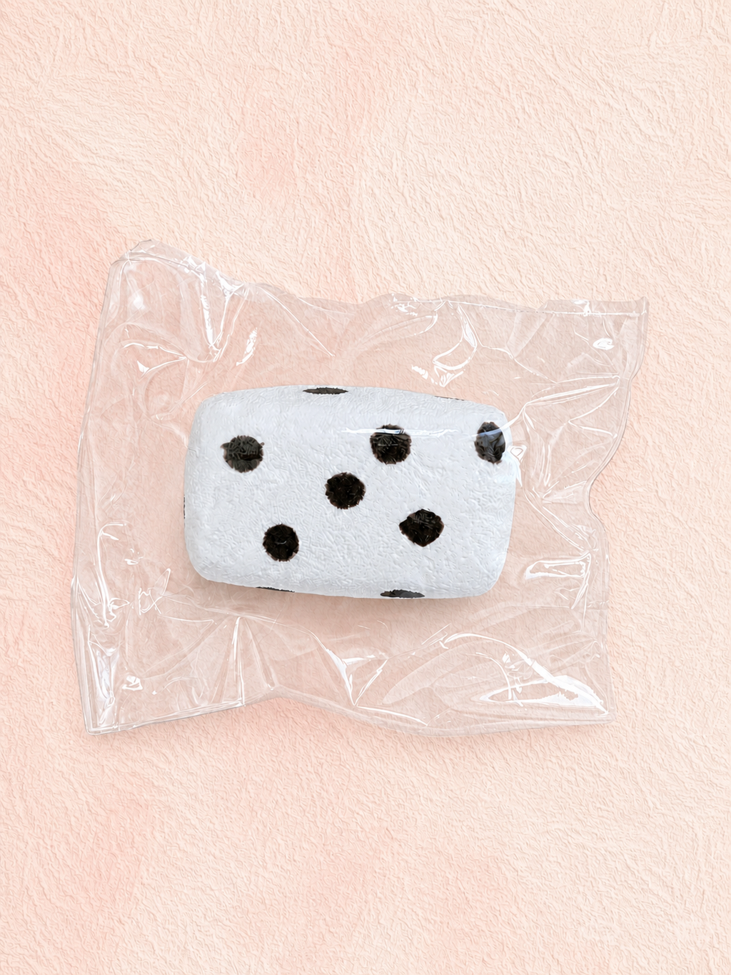 White Polka Dot Rectangle Cake Squishy, Cute Dessert Squeeze Toy Soft Stress Relief Fidget Toy