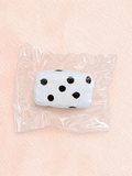 White Polka Dot Rectangle Cake Squishy, Cute Dessert Squeeze Toy Soft Stress Relief Fidget Toy