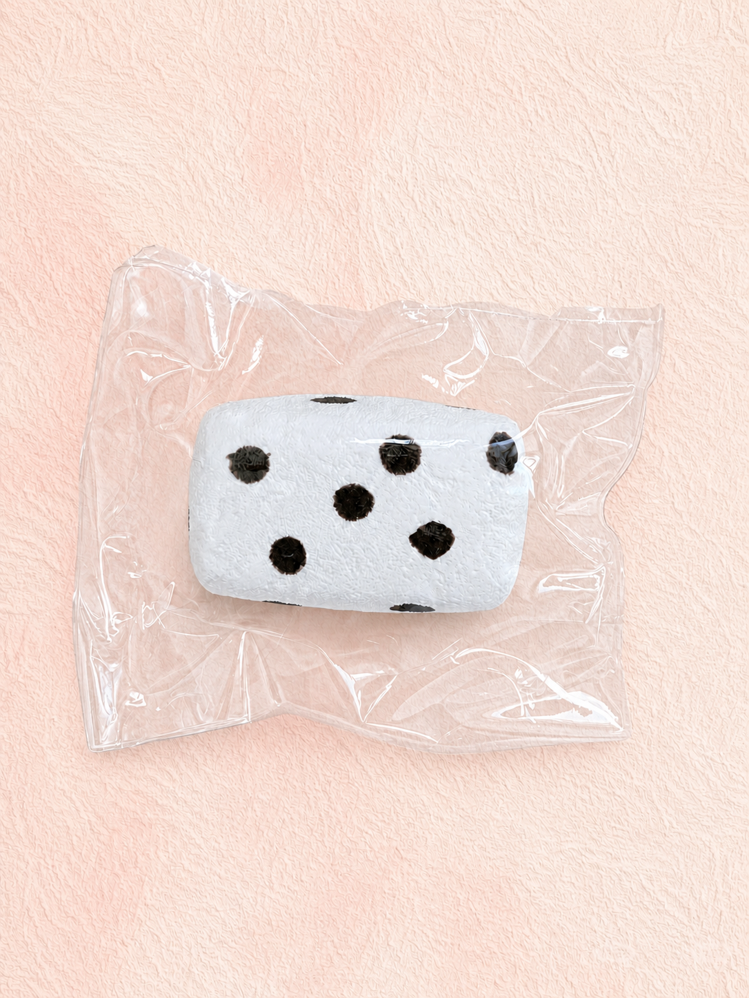 White Polka Dot Rectangle Cake Squishy, Cute Dessert Squeeze Toy Soft Stress Relief Fidget Toy