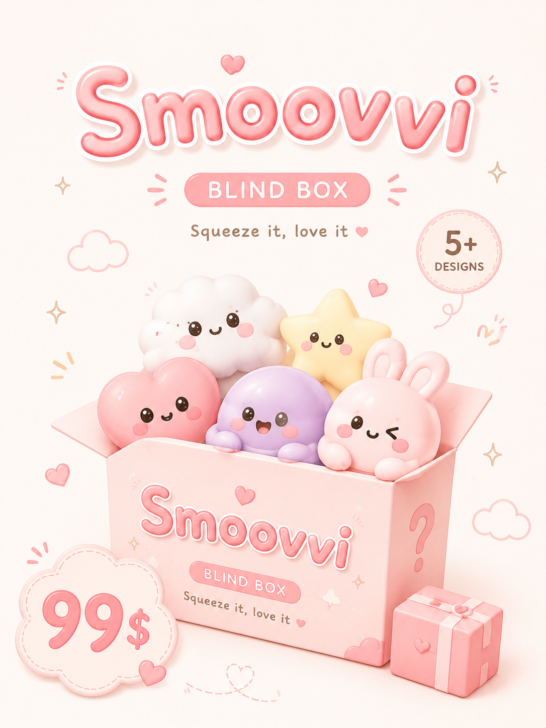 Mystery Squishy Blind Box, Random Kawaii Fidget Squeeze Toy Stress Relief Collectible Gift