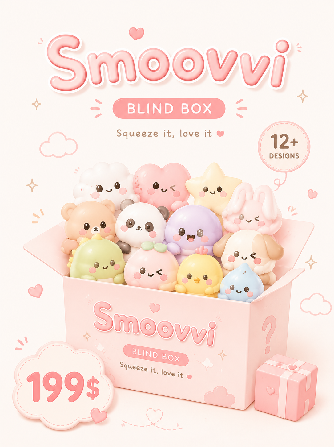 Mystery Squishy Blind Box, Random Kawaii Fidget Squeeze Toy Stress Relief Collectible Gift