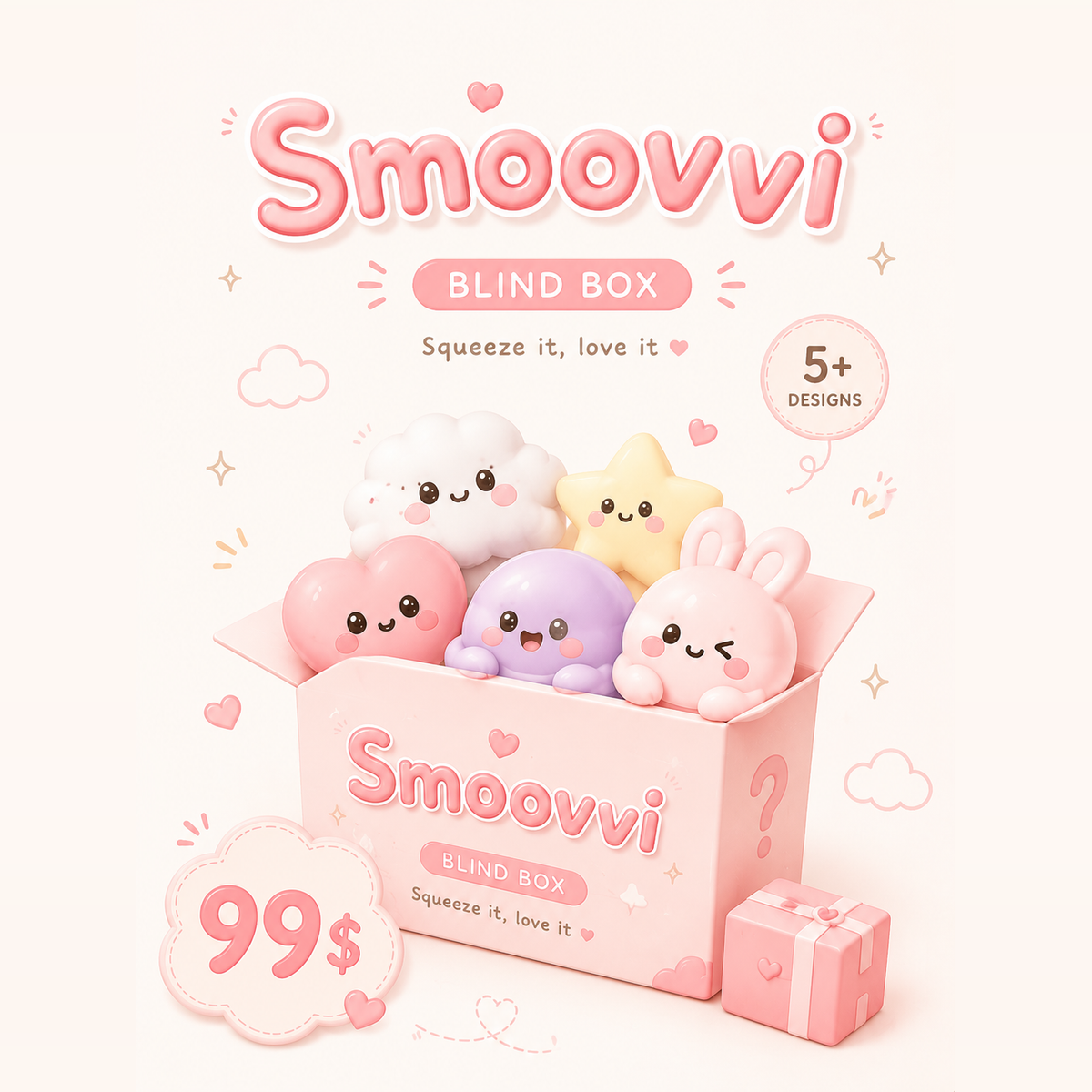 Mystery Squishy Blind Box, Random Kawaii Fidget Squeeze Toy Stress Relief Collectible Gift