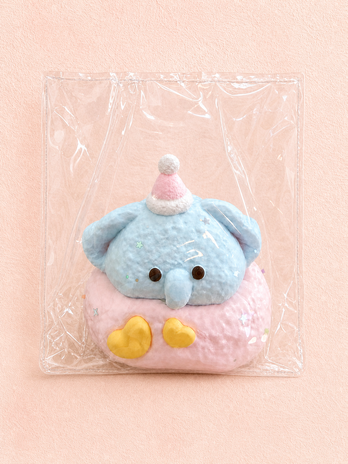 Birthday Cake Elephant Squishy, Water Feel Wobbly Squeeze Toy Stress Relief Fidget Toy