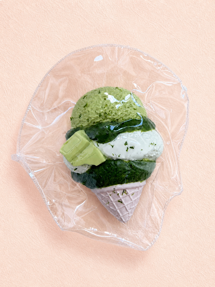 Matcha Ice Cream Squishy, Waffle Cone Dessert Squeeze Toy Soft Stress Relief Fidget Toy