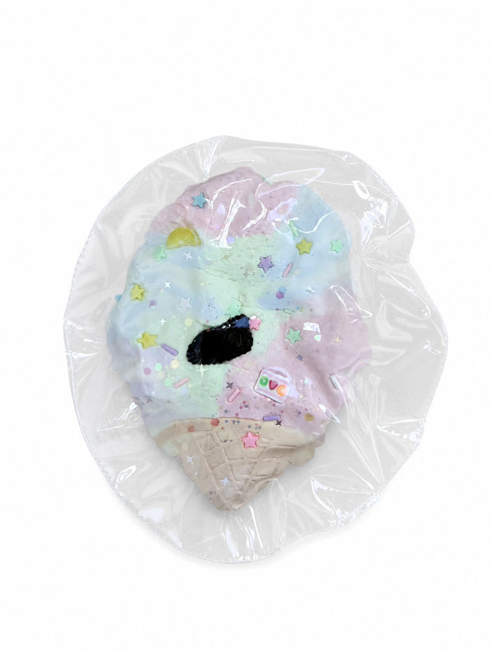 Rainbow Ice Cream Squishy, Pastel Waffle Cone Dessert Squeeze Toy Soft Stress Relief Fidget Toy