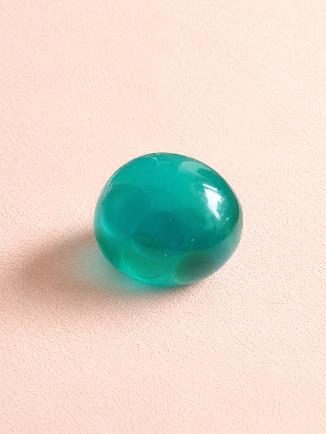 Teal Bead Filled Jelly Squishy, Transparent Vaseline Squeeze Toy Stress Relief Fidget Toy