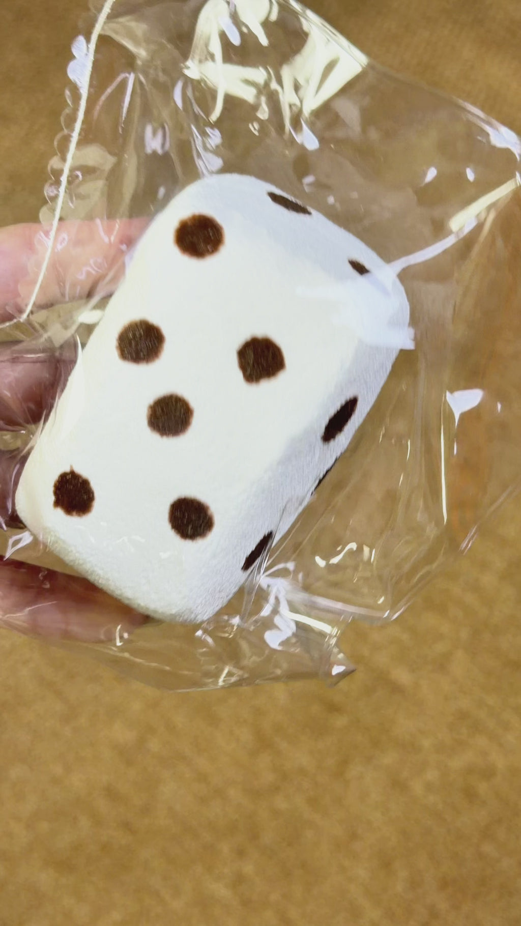 White Polka Dot Rectangle Cake Squishy, Cute Dessert Squeeze Toy Soft Stress Relief Fidget Toy