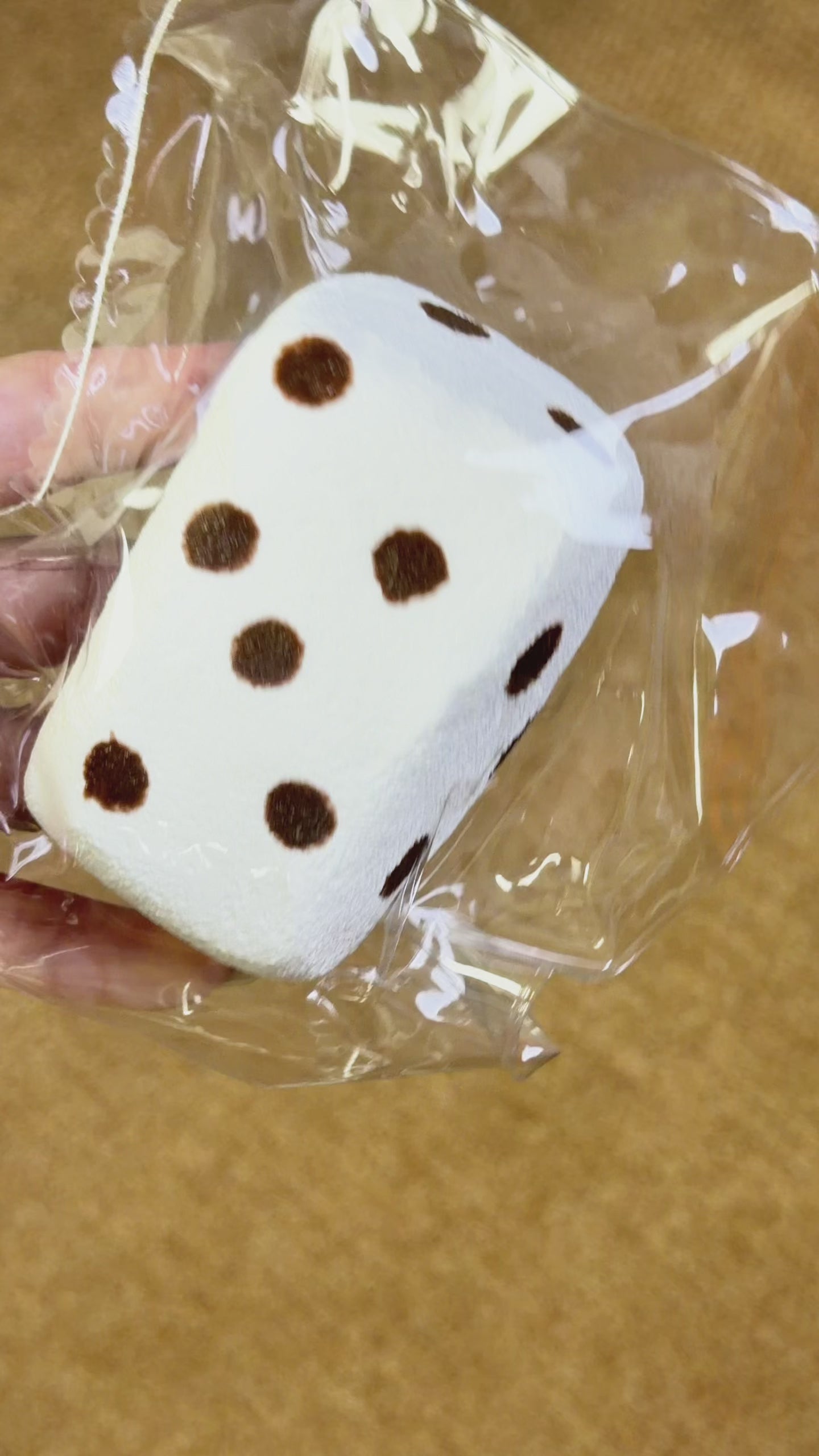 White Polka Dot Rectangle Cake Squishy, Cute Dessert Squeeze Toy Soft Stress Relief Fidget Toy
