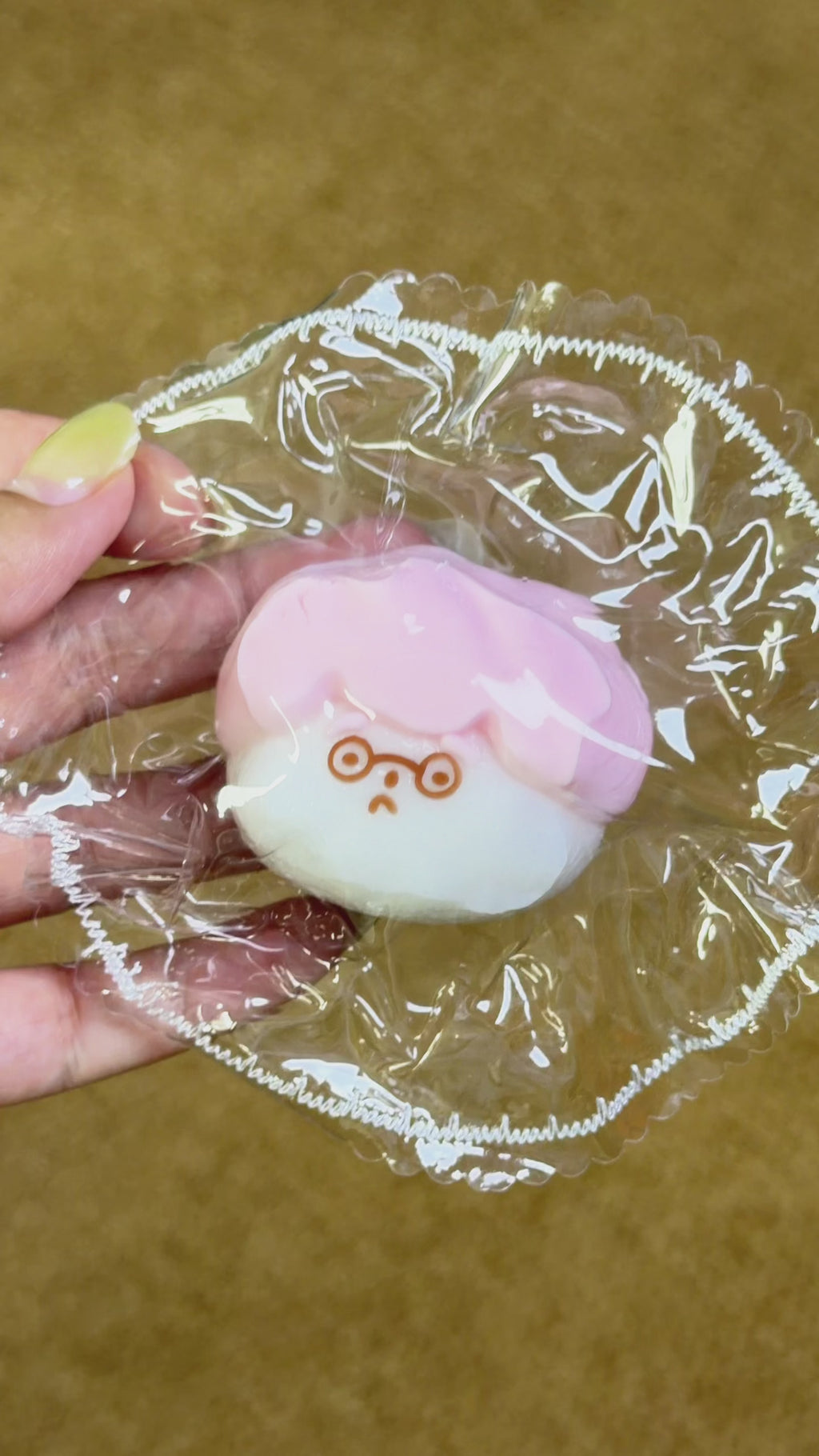 Pink Hair Granny Squishy, Moody Elderly Lady With Glasses Squeeze Toy Soft Stress Relief Fidget Toy