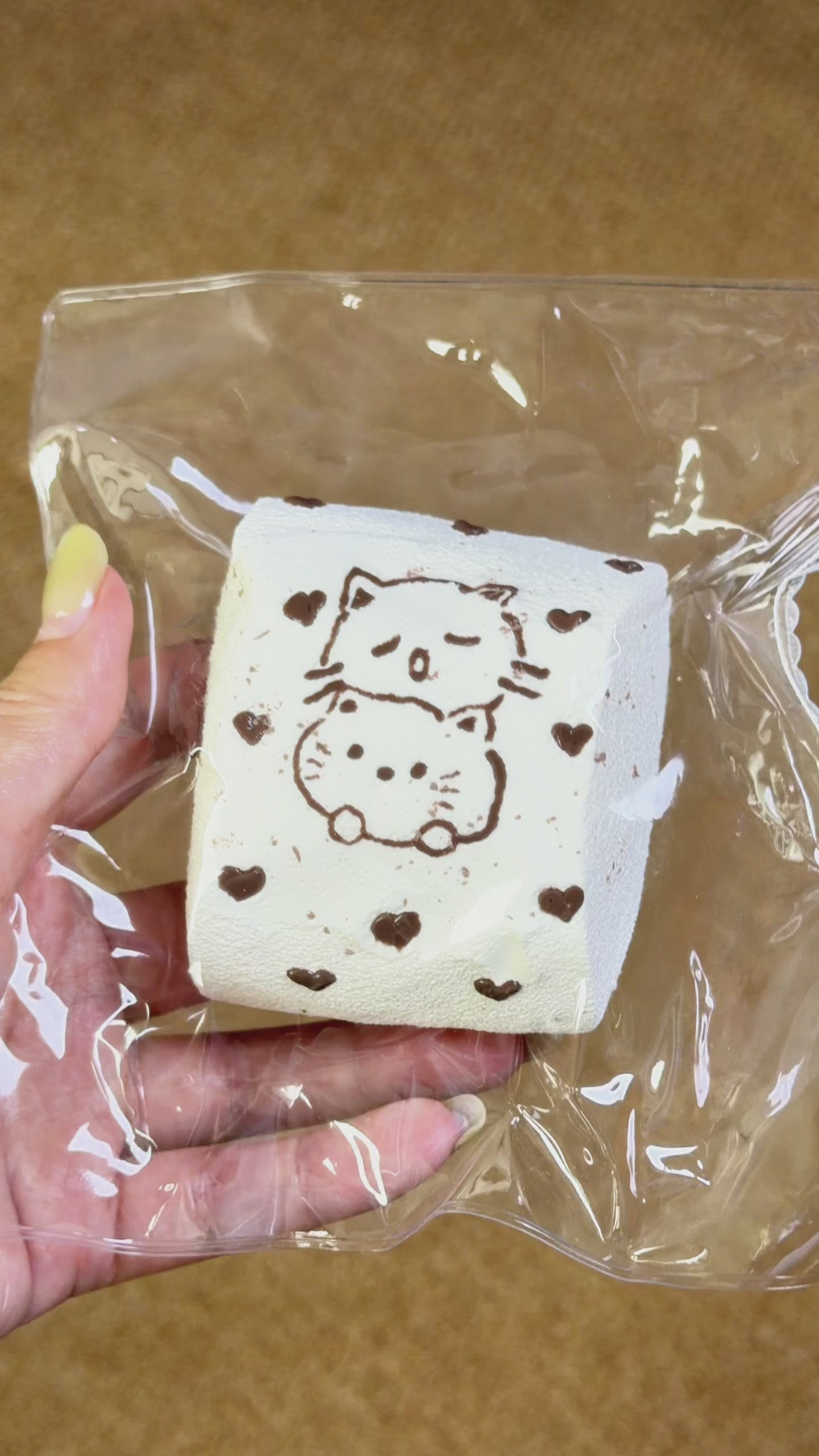 Heart Kitten Squishy, Cute Cartoon Cat Cube Squeeze Toy Soft Stress Relief Fidget Toy
