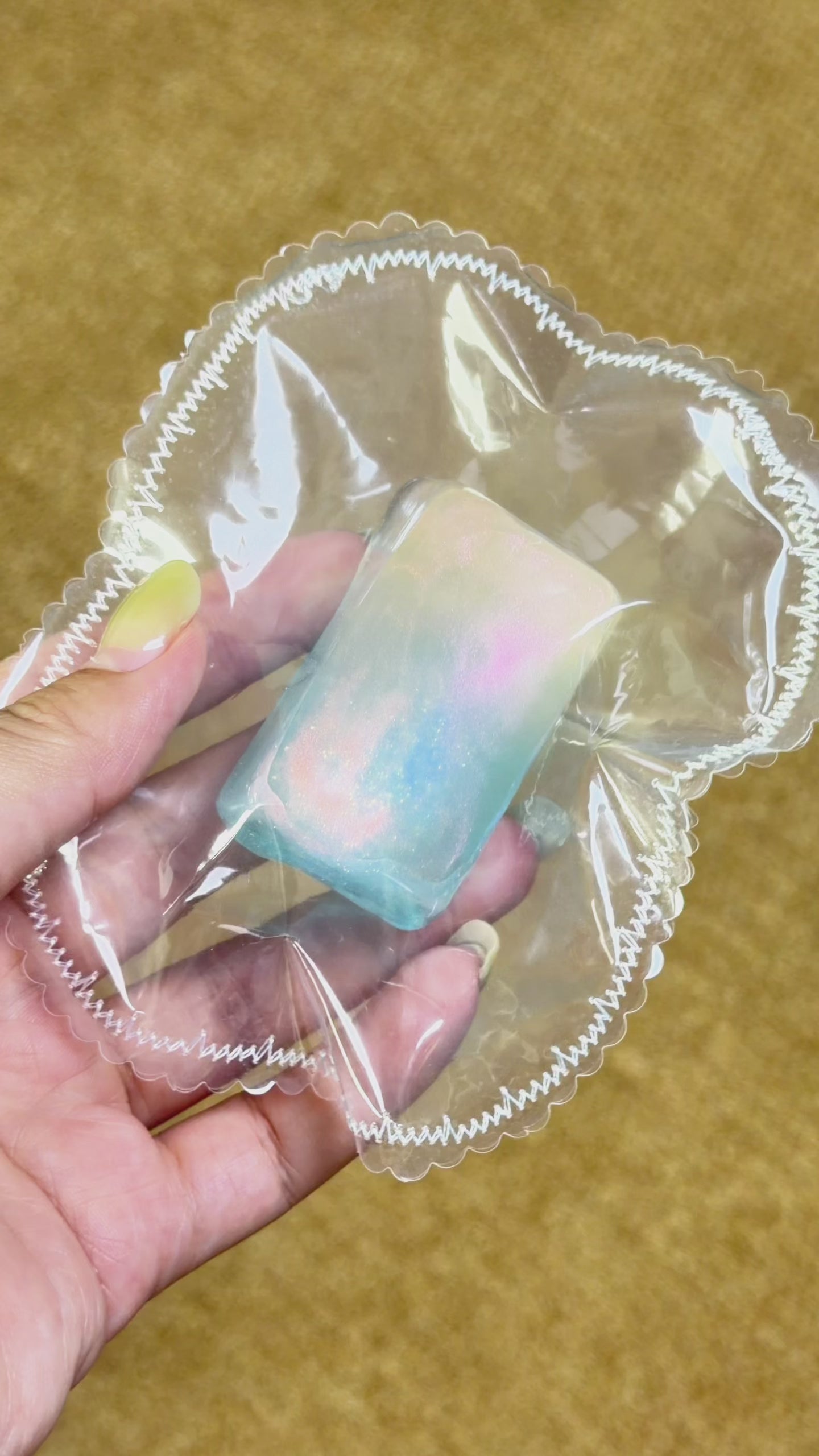 Mermaid Color Cube Squishy, Transparent Jelly Vaseline Squeeze Toy Stress Relief Fidget Toy