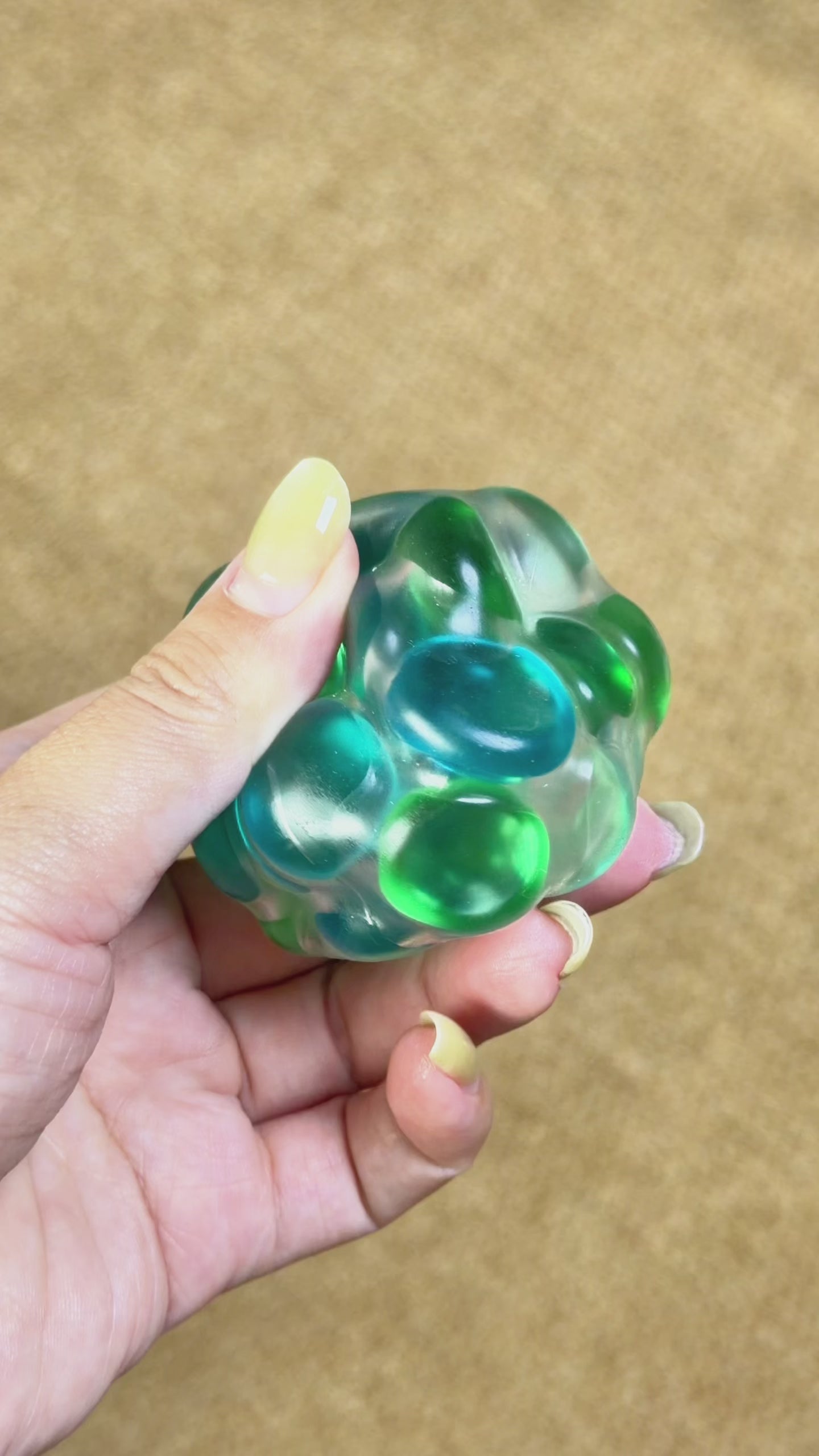 Green Grape Cluster Squishy, Transparent Jelly Vaseline Squeeze Toy Stress Relief Fidget Toy