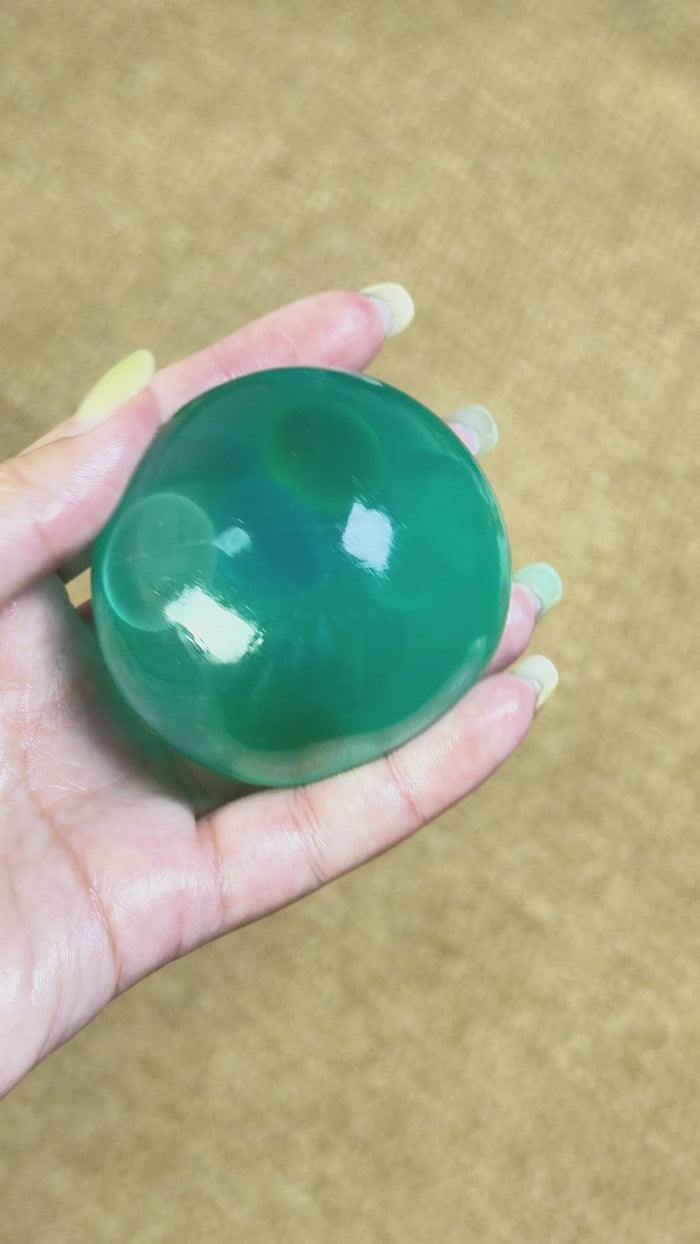 Teal Bead Filled Jelly Squishy, Transparent Vaseline Squeeze Toy Stress Relief Fidget Toy